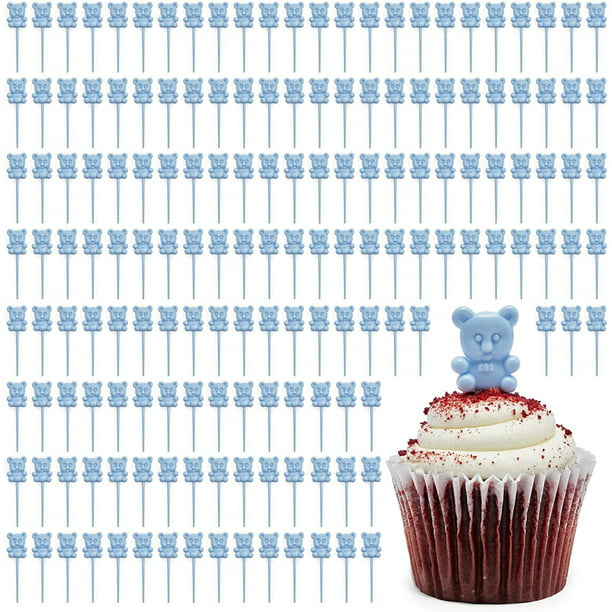 Teddy Bear Cupcake Toppers 12-Pieces Set Birthday and Baby Shower Decorations 